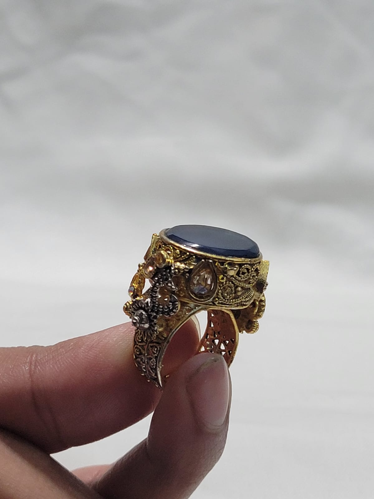 Turkish Ring with Beautiful Stone (Blue & White Variants)