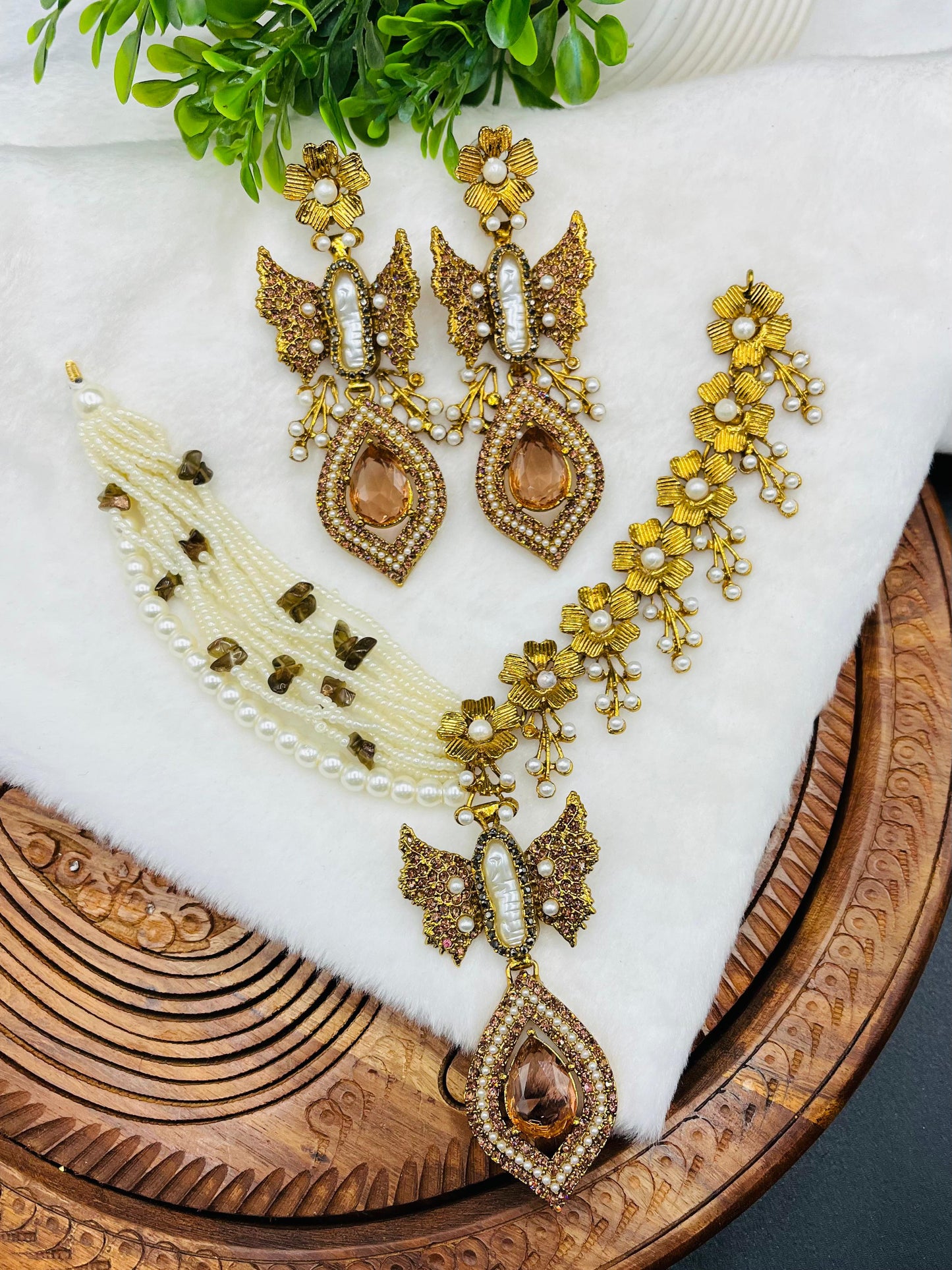 Turkish Necklace Set with Matching Earrings – Elegant Jewellery for Weddings & Parties