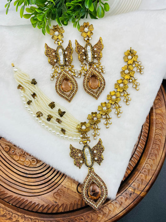 Turkish Necklace Set with Matching Earrings – Elegant Jewellery for Weddings & Parties