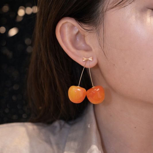 Cute Cherry Drop Earrings – Stylish Fruit Design Jewelry for Women