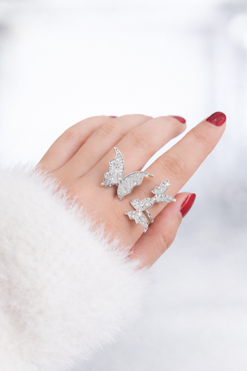 Elegant Adjustable Butterfly Ring – Crystal Fashion Jewelry for Women