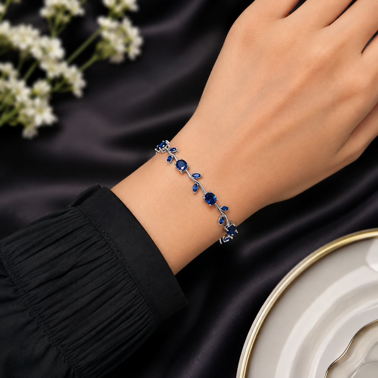 Trendy Viral Blue Color Bracelet on wrist