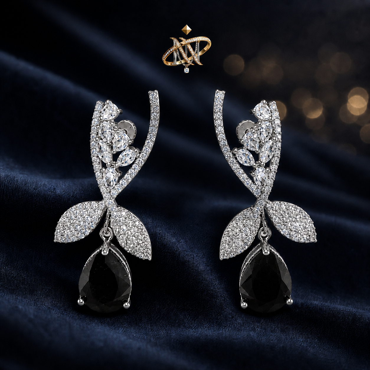 Zircon White, Black &amp; Pink Earrings – Elegant Dual Tone Stylish Jewellery for Women