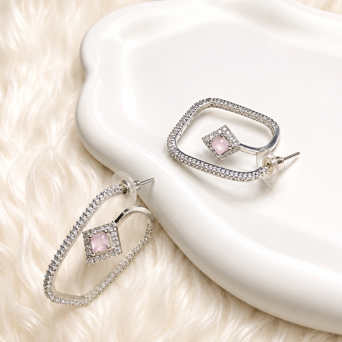 Diamond Cut Pink Earrings – Elegant Sparkling Stylish Jewelry for Women