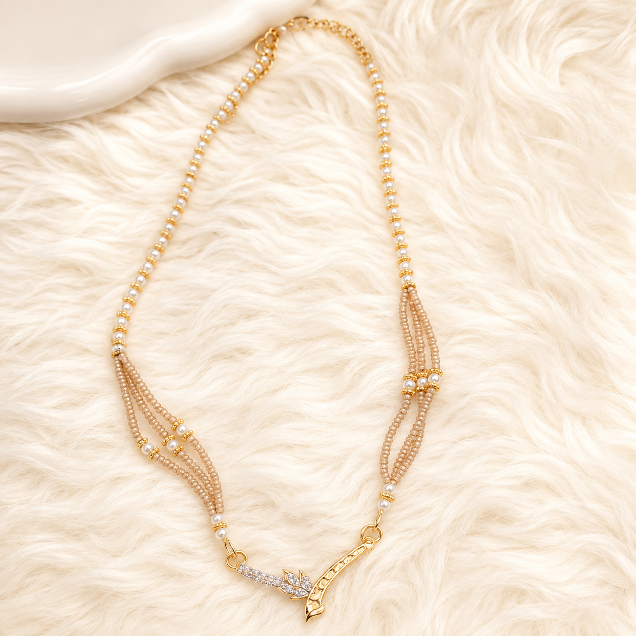 Brown Stone Pendant Mala – Elegant Classic Stylish Necklace for Women