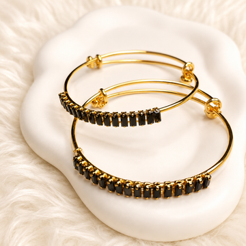Stylish Adjustable Black Bangles – Elegant Modern Jewelry for Women
