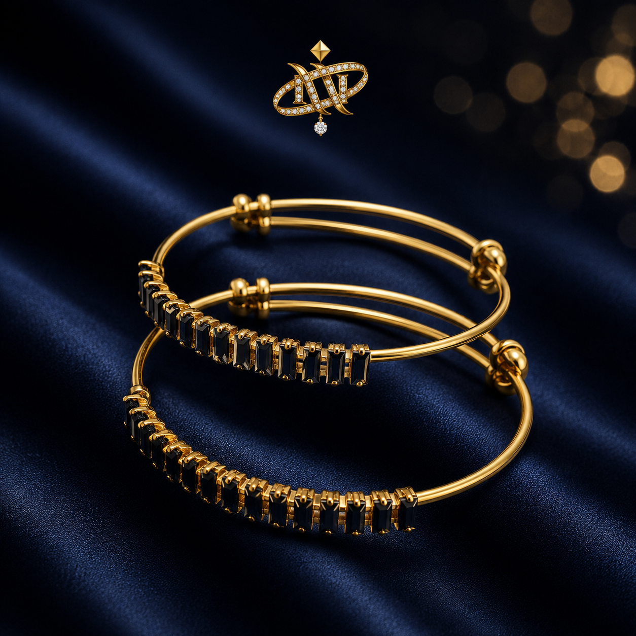 Stylish Adjustable Black Bangles – Elegant Modern Jewelry for Women