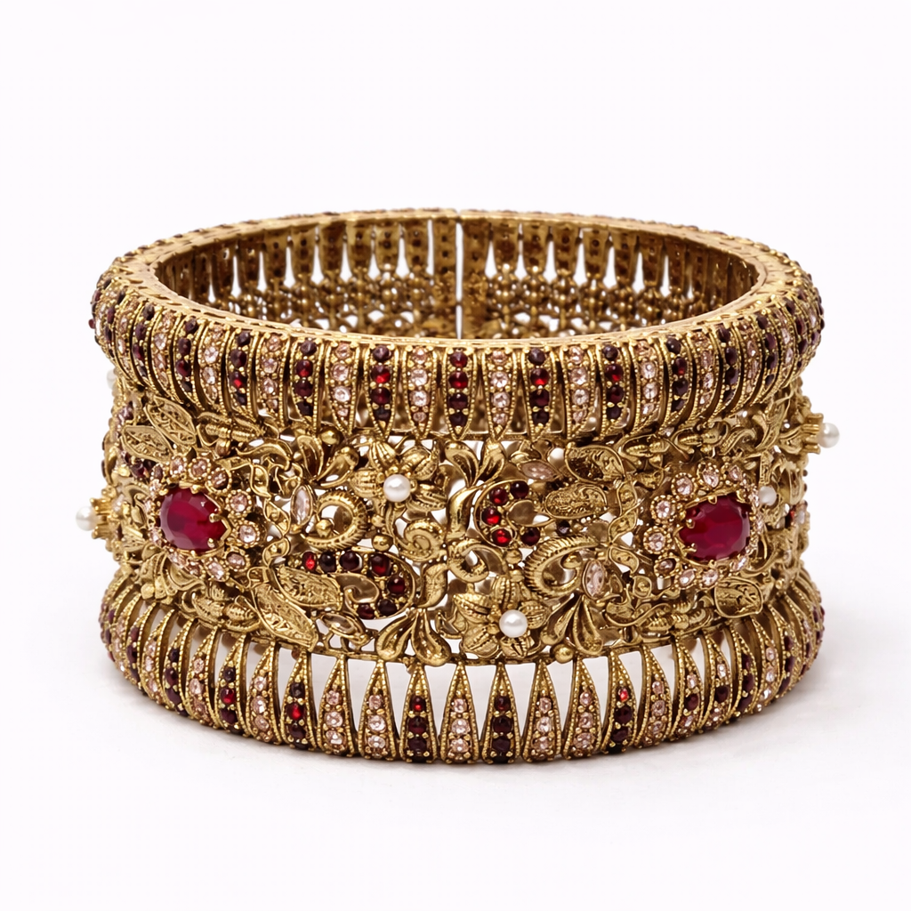 Turkish Openable Bangle (Kara) – Mehroon & Green