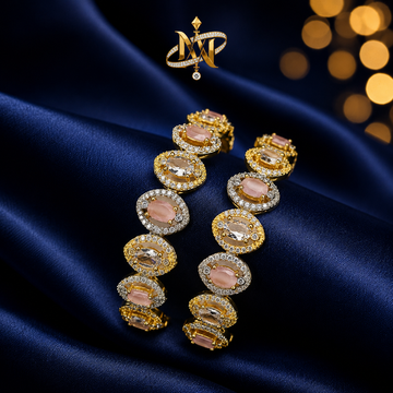White & Pink Diamond Cut Bangles – Elegant Premium Stylish Jewelry for Women