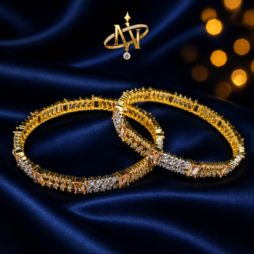 Beautiful Diamond Cut White & Champagne Bangles – Elegant Premium Jewelry for Women