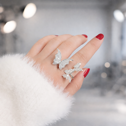 Elegant Adjustable Butterfly Ring – Crystal Fashion Jewelry for Women
