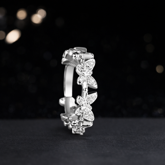 Cute Adjustable Butterfly Ring – Elegant Crystal Fashion Ring for Women