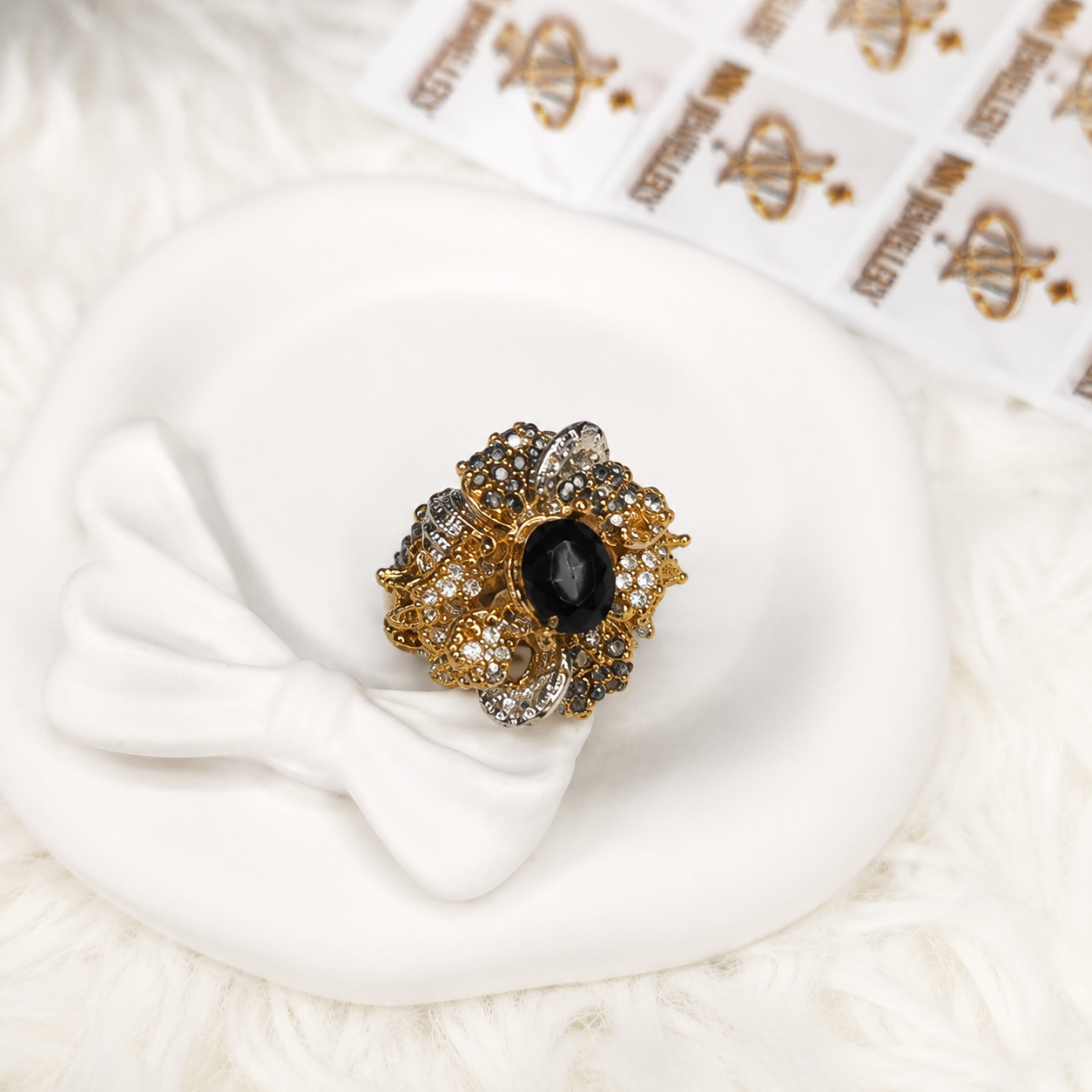 Stylish Turkish Ring in Silver & Black Stone – Elegant Premium Jewelry for Women