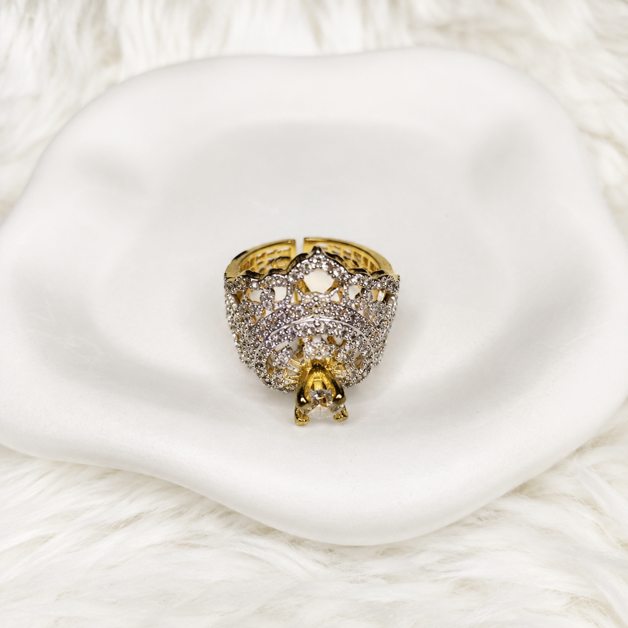 Stylish Turkish Ring with Center White Stone