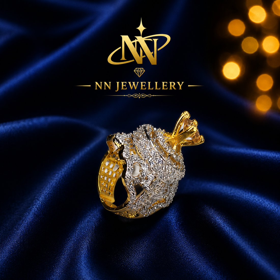 Stylish Turkish Ring with Center White Stone