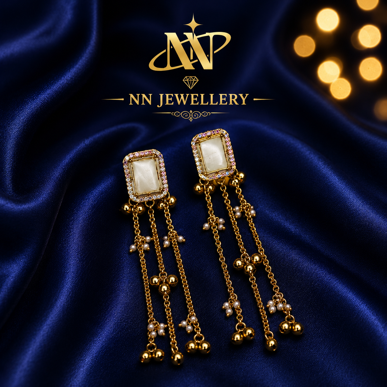 Kashmiri Earrings in White & Black Color – Elegant Traditional Jewelry for Women