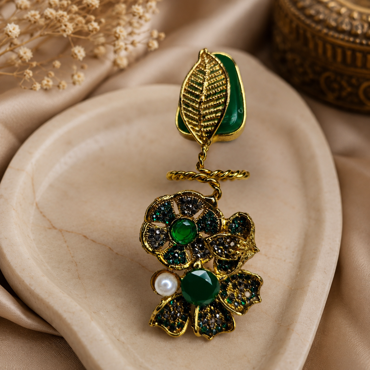 Turkish Double Style Ring – Emerald Green