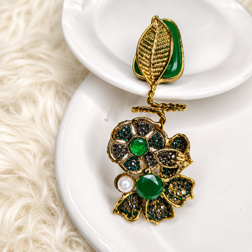 Turkish Double Style Ring – Emerald Green