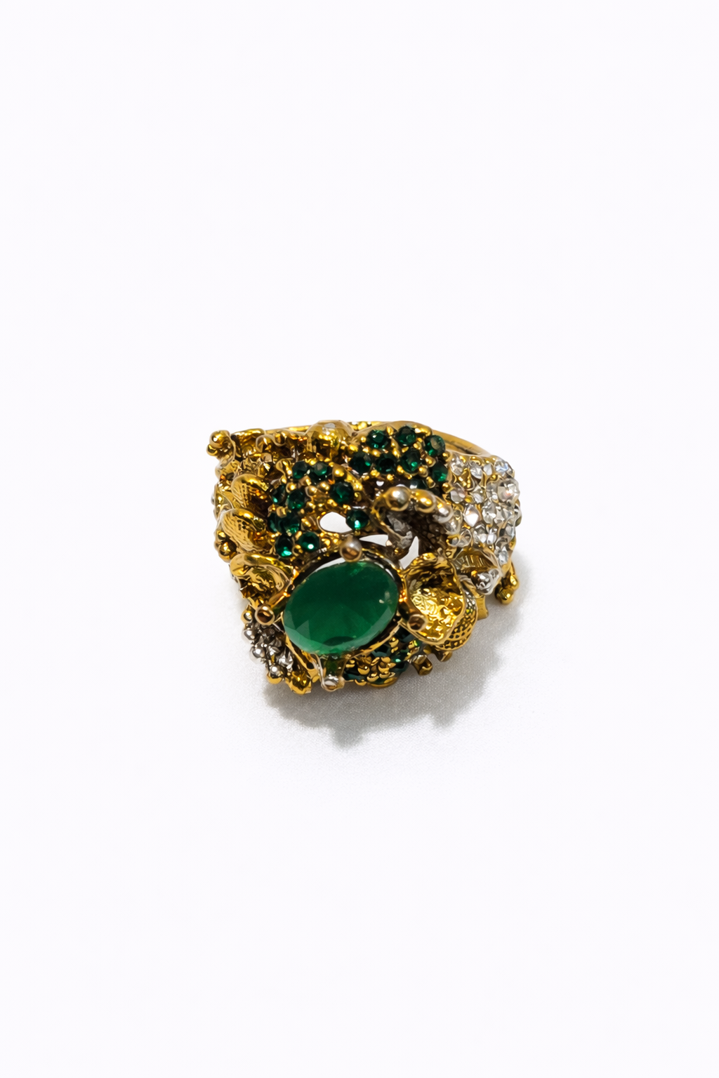 Turkish Ring with Center Green Stone