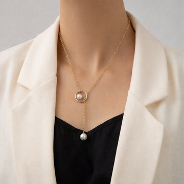 Elegant Twin Pearl Pendant Necklace with Chain – Classic Jewelry for Women