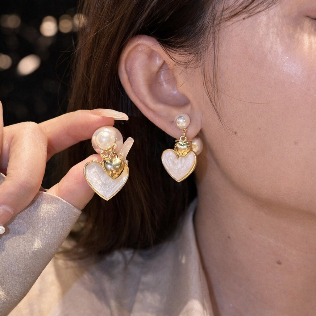 Elegant Heart Drop Earrings – Stylish Crystal Jewelry for Women