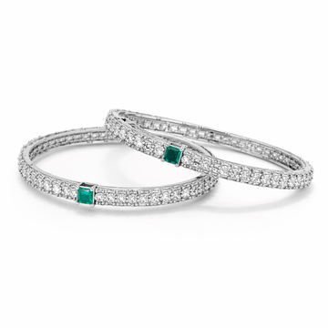 Attractive 1 Carat Bangles – Green & White Stones