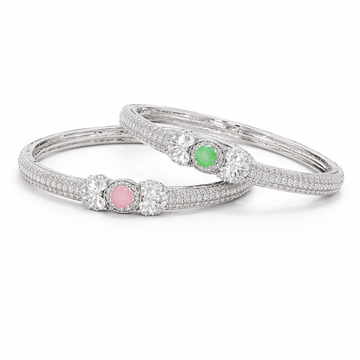 Elegant Style 1 Carat Bangles – Green & Pink Stones