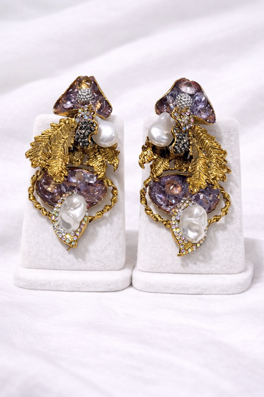 Different Style Turkish Earring – Purple & White Stone