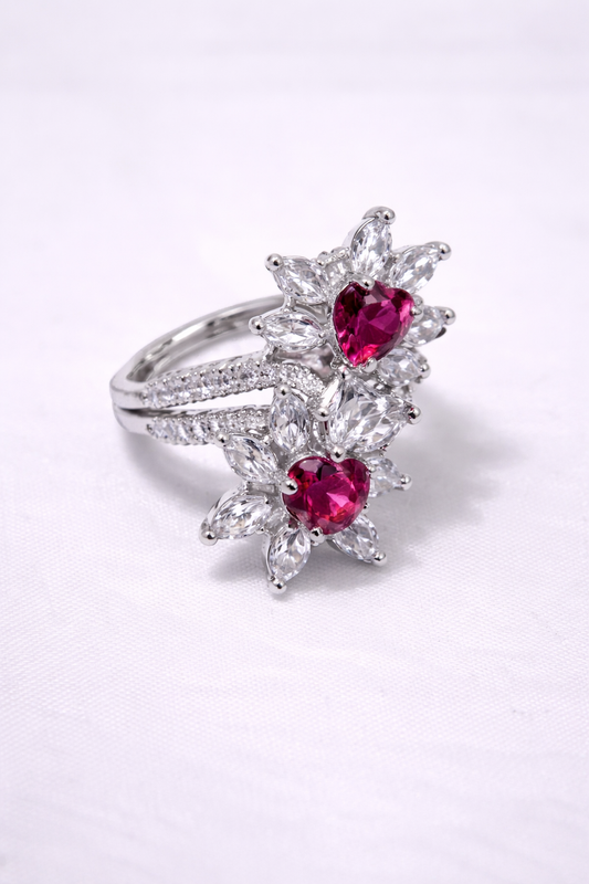 Beautiful 1 Carat Ring – Mehroon, Blue, White & Black Stones