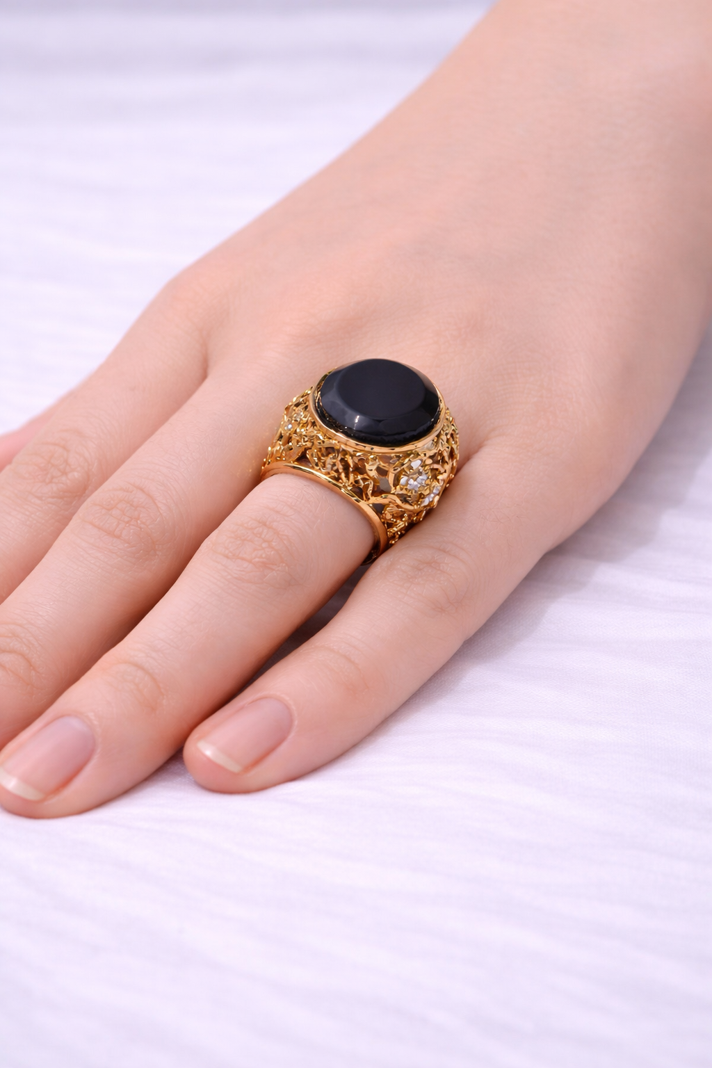 Elegant Ring with Black Stone