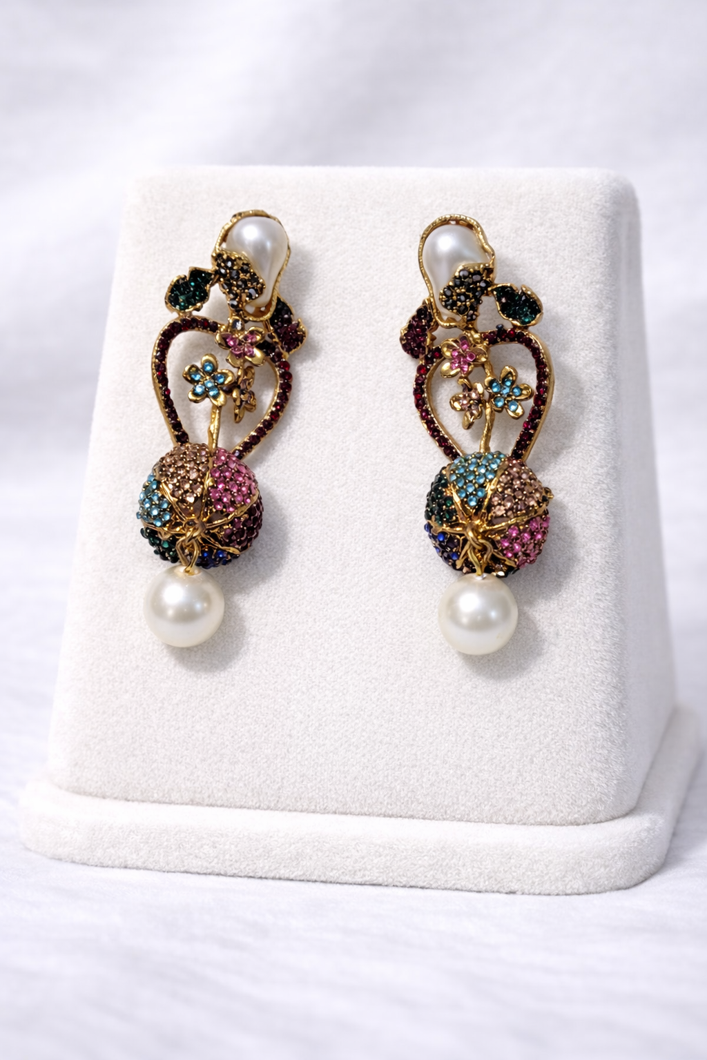 Turkish Multi Stone Earing with Attractive Ball Hanging