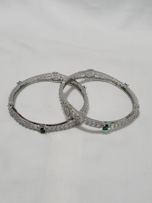 Attractive 1 Carat Bangles – Green & White Stones