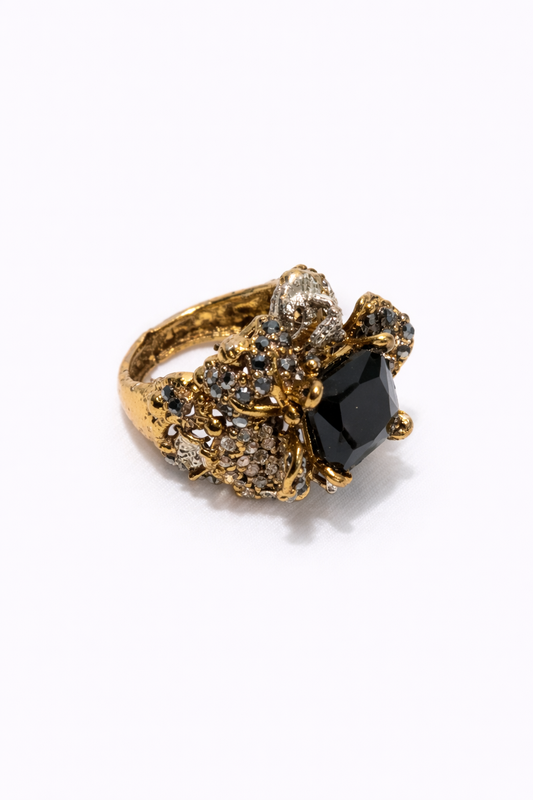 Turkish Ring – Black & Gray Stones