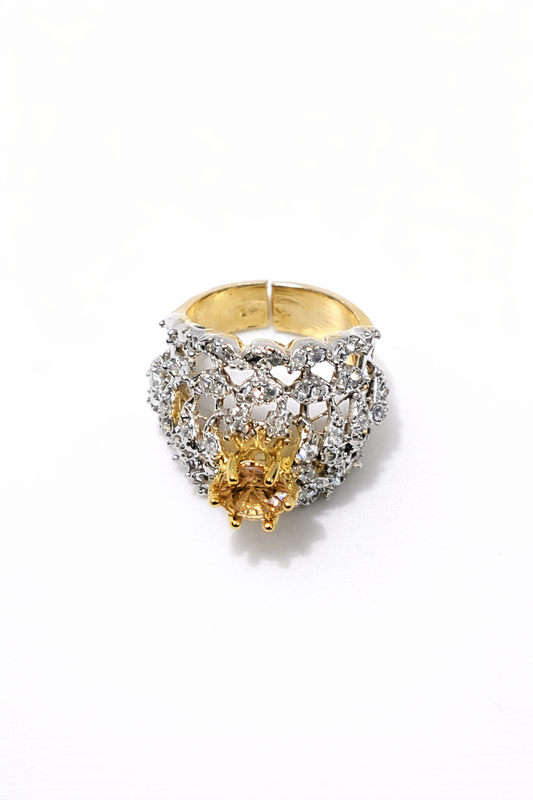 Beautiful Ring with Zircon Stone & Peach Center Stone