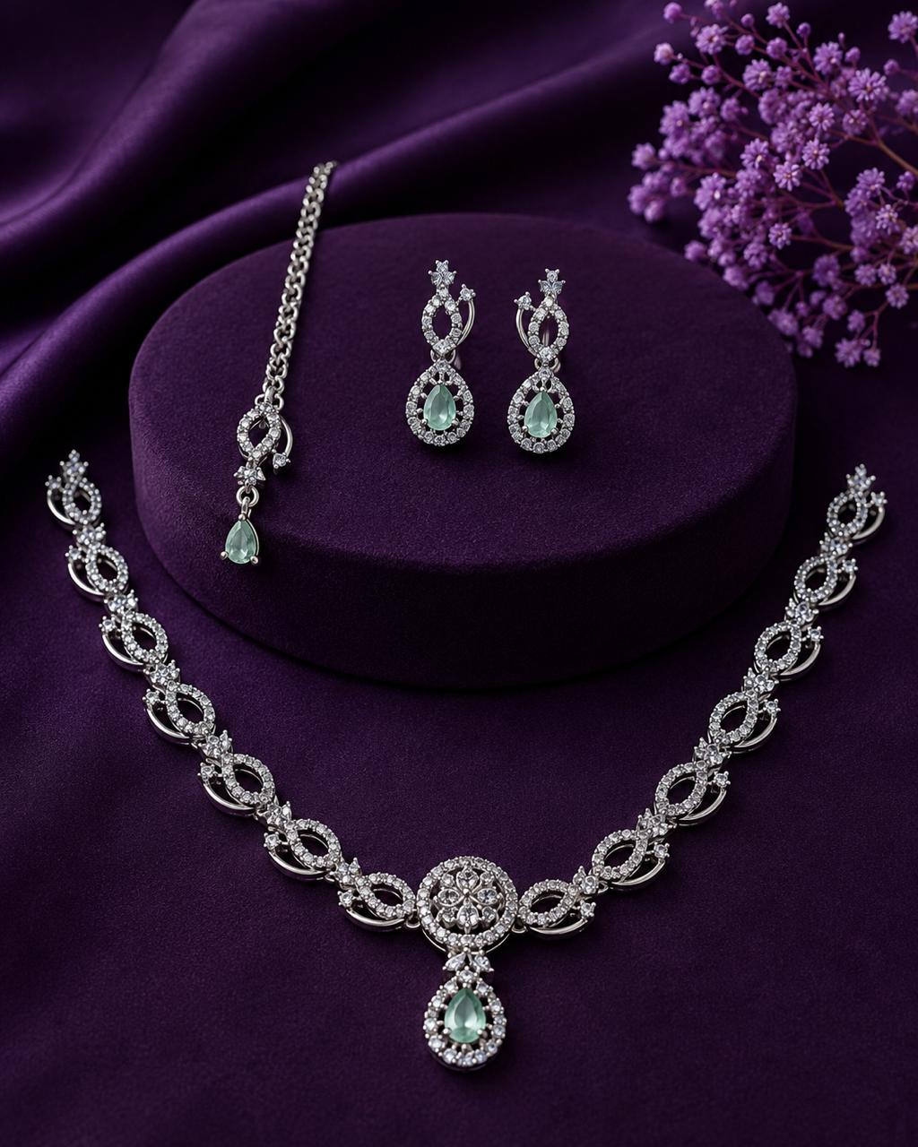 American Diamond Cut Ser – Mint Green Stone